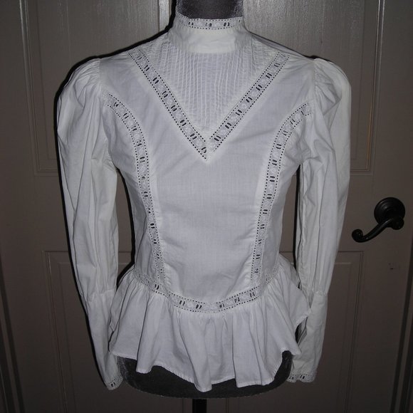 Star Of India white vintage victorian blouse sz M - Picture 1 of 5